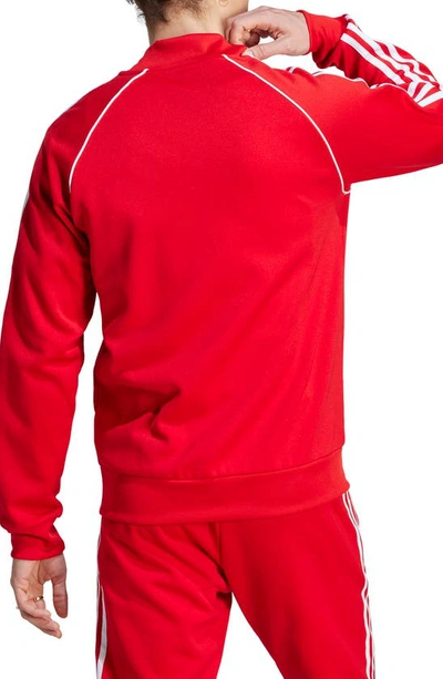 Shop Adidas Originals Lifestyle Superstar Track Jacket In Better Scarlet/ White