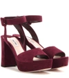 Miu Miu Suede Ankle-strap Platform Sandals In Amaranto