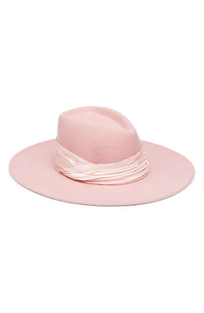 Shop Eugenia Kim Satin Trim Wool Fedora Hat In Rose