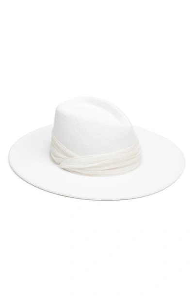 Shop Eugenia Kim Tulle Trimmed Wool Fedora In Winter White
