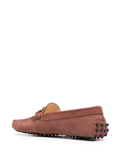 Shop Tod's Gommini Catenina Suede Loafers In Pink