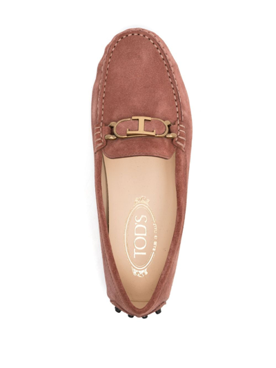 Shop Tod's Gommini Catenina Suede Loafers In Pink