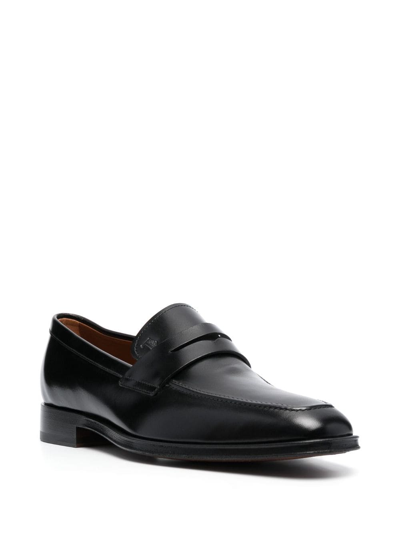 Shop Tod's Square-toe High-shine Loafers In Black