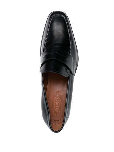 Shop Tod's Square-toe High-shine Loafers In Black