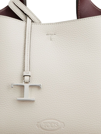 Shop Tod's Logo-pendant Leather Tote Bag In White