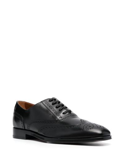 Shop Tod's Lace-up Leather Derby Shoes In Black