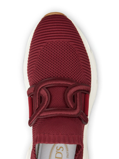 Shop Tod's Logo-strap Almond-toe Sneakers In Red