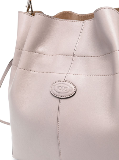 Shop Tod's Tonal-logo Leather Crossbody Bag In Grey