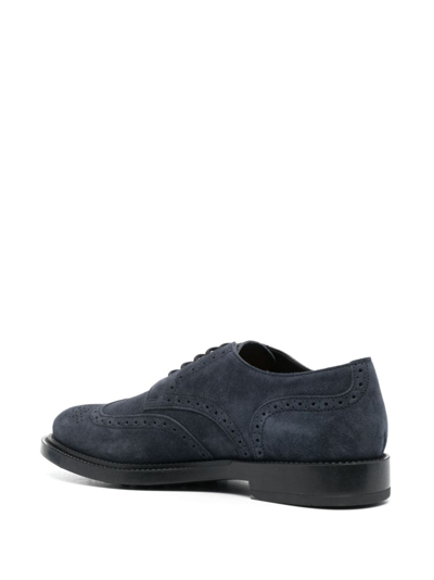 Shop Tod's Suede Derby Shoes In Blue