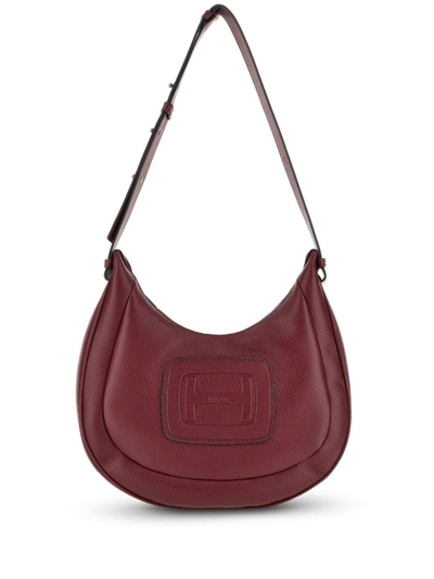 Shop Hogan Logo-embossed Leather Shoulder Bag In Red