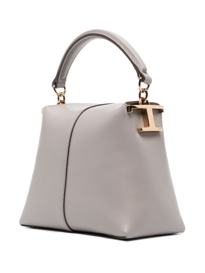 Shop Tod's T Case Leather Mini Bag In Grey