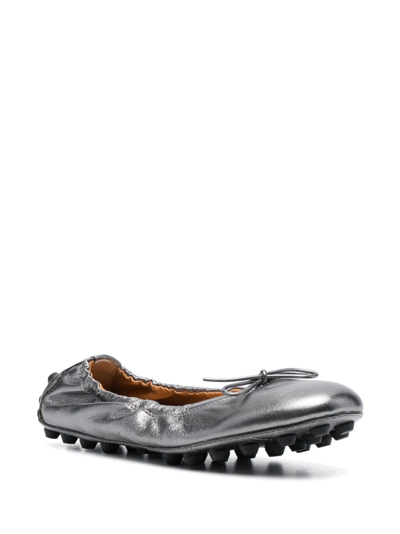 Shop Tod's Gommino Ballerina Shoes In Metallic