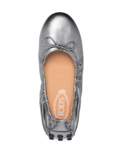 Shop Tod's Gommino Ballerina Shoes In Metallic