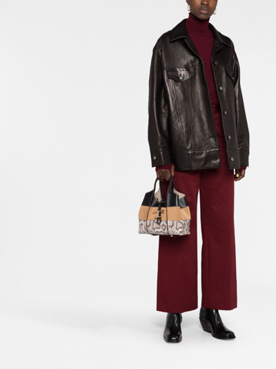 Tod's Timeless Snakeskin Print Tote Bag In Brown