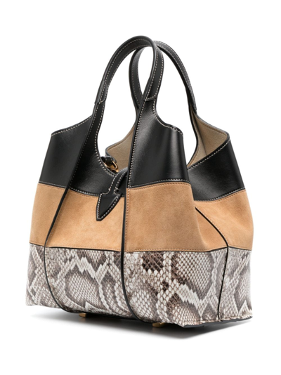 Shop Tod's Timeless Snakeskin Print Tote Bag In Brown