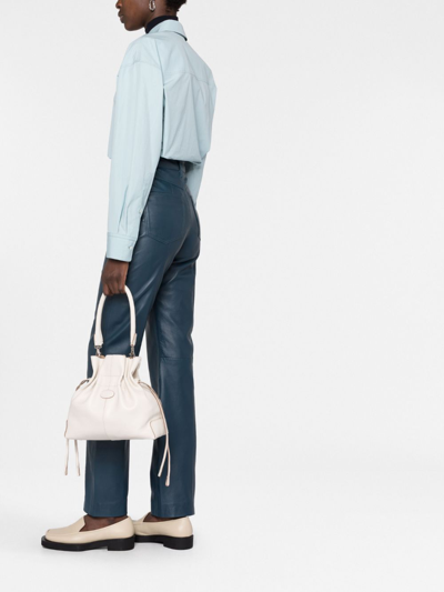 Shop Tod's Tonal-logo Leather Crossbody Bag In White