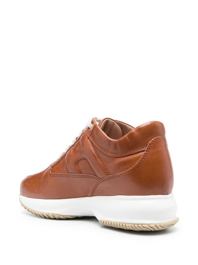 Shop Hogan Logo-embellished Side Panels Sneakers In Brown