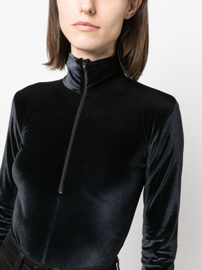 Shop Filippa K Zip-up Velvet Body In Black