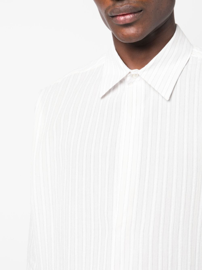 Shop Lanvin Striped Cotton Shirt In White