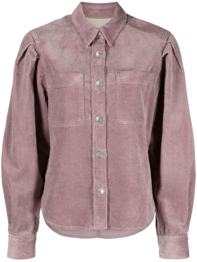 Shop Marant Etoile Puff-sleeve Corduroy Shirt In Purple