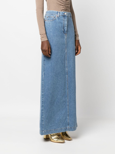 Shop Magda Butrym Rear-slit Denim Maxi Skirt In Blue