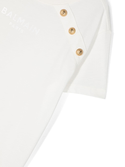 Shop Balmain Logo-print Cotton T-shirt In White