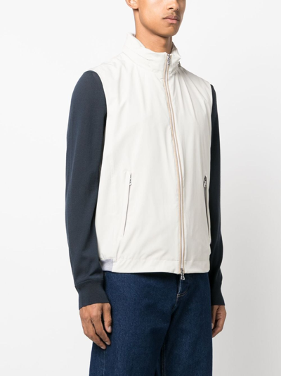 Shop Paul & Shark Save The Sea Zip-up Waistcoat In Neutrals