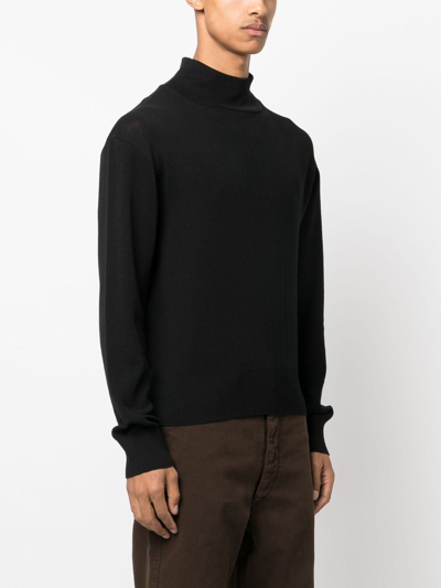 Shop Lemaire Mock-neck Wool Jumper In Black