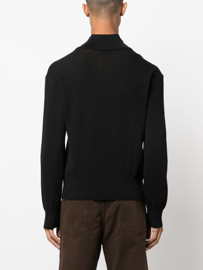 Shop Lemaire Mock-neck Wool Jumper In Black
