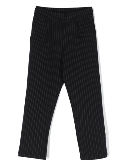 Shop Emporio Armani Striped Straight-leg Trousers In Blue
