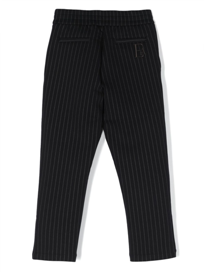 Shop Emporio Armani Striped Straight-leg Trousers In Blue