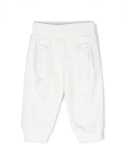 Monnalisa Ruffled Cotton Track Pants In White