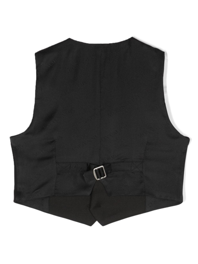 Monnalisa Logo-embroidered Sleeveless Waistcoat In Black