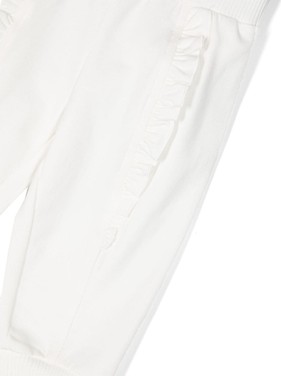 Monnalisa Ruffled Cotton Track Pants In White