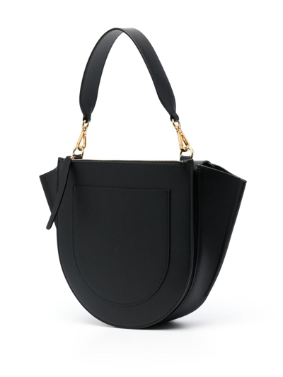 Shop Wandler Medium Hortensia Leather Tote Bag In Black