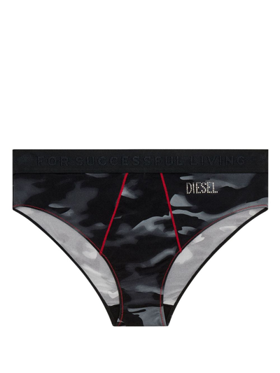 Shop Diesel Ufpn-blanca-r Camouflage-print Briefs In Black