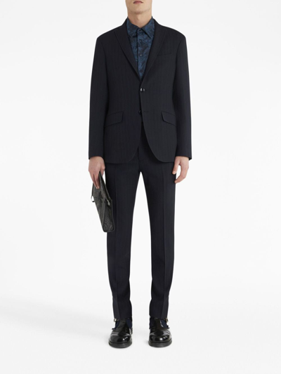 Shop Etro Pressed-crease Tailored Trousers In Blue