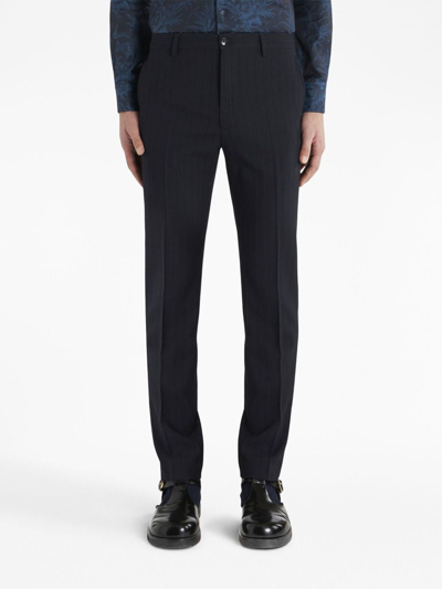 Etro Pressed-crease Tailored Trousers In Blue
