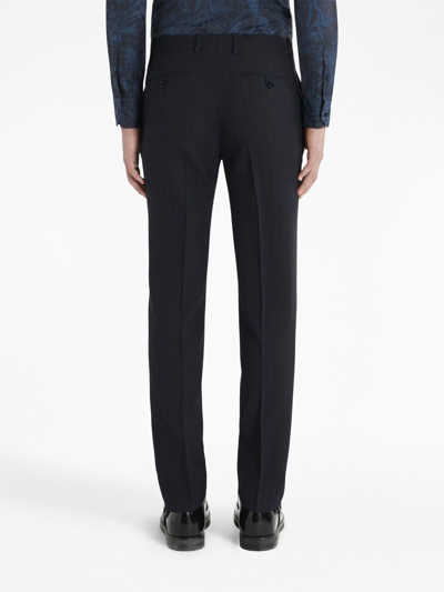 Shop Etro Pressed-crease Tailored Trousers In Blue