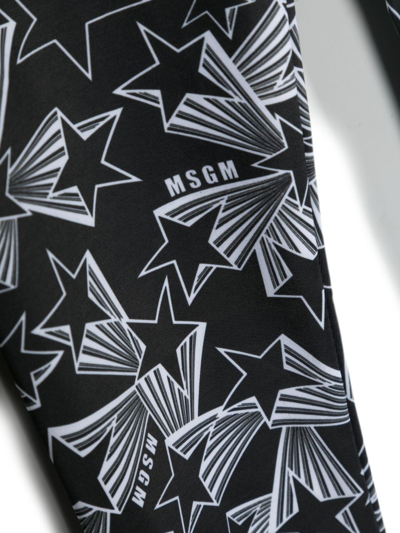 Msgm Girls Black Star Print Leggings In Black