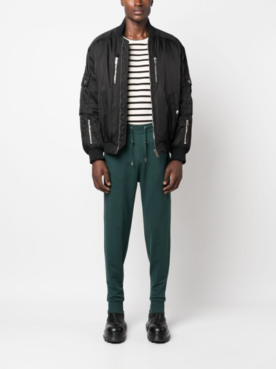 Balmain Logo-patch Cotton Track Pants In Green