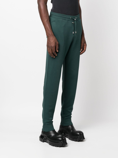 Shop Balmain Logo-patch Cotton Track Pants In Green