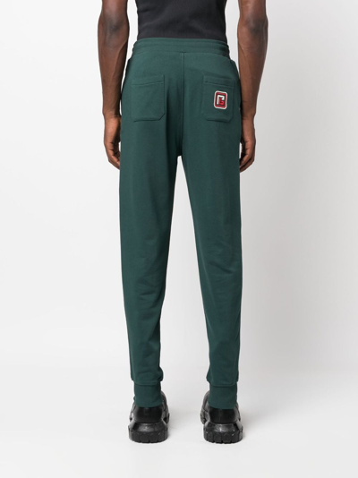 Balmain Logo-patch Cotton Track Pants In Green