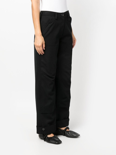 Shop Simone Rocha Virgin Wool-blend Wide-leg Trousers In Black