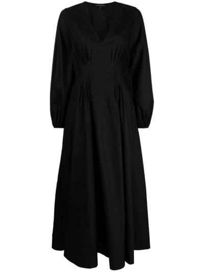 Shop Lee Mathews Soho V-neck Cotton Dress In Black