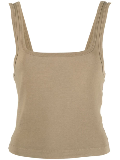 Entire Studios Cropped Organic-cotton Tank Top In Brown