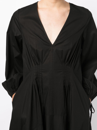 Shop Lee Mathews Soho V-neck Cotton Dress In Black