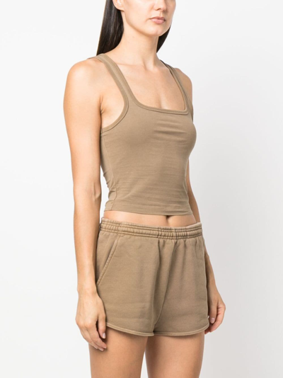 Entire Studios Cropped Organic-cotton Tank Top In Brown
