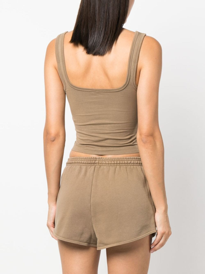 Entire Studios Cropped Organic-cotton Tank Top In Brown