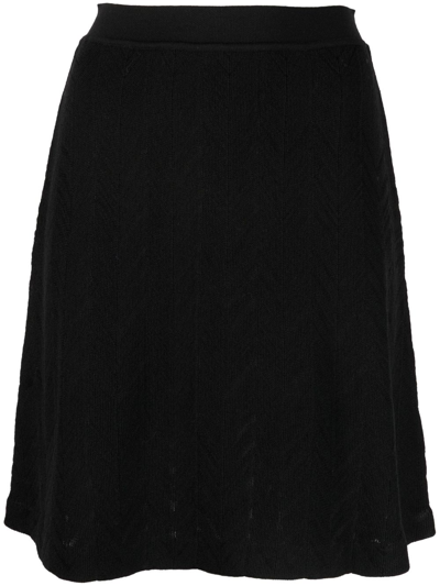 Shop Missoni Zigzag Crochet-knit Skirt In Black